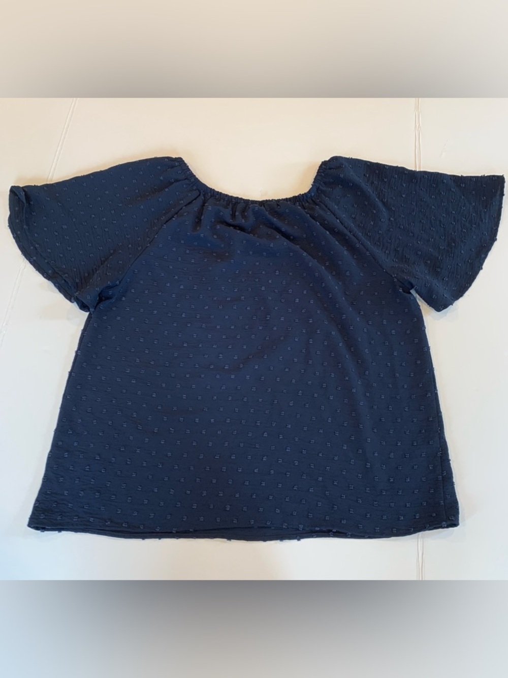 Counterparts Women’s Large Navy Blue Short Flutter Sleeve Top - Picture 2 of 5